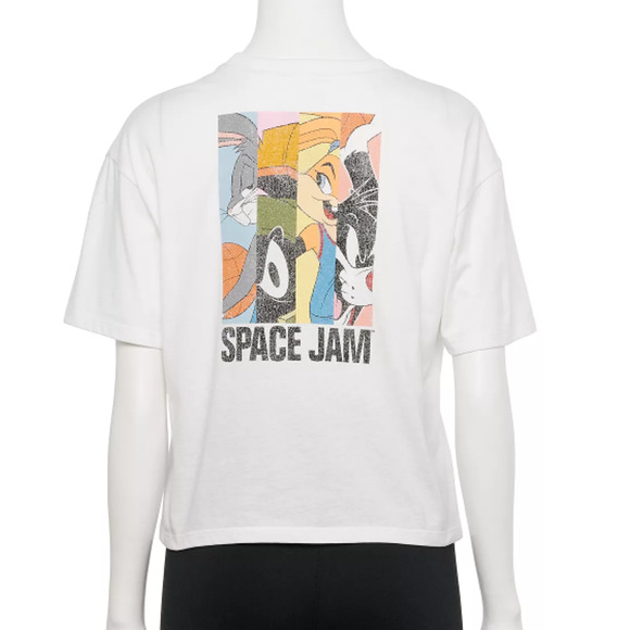 Disney Licensed Character juniors Cropped Space Jam Pocket Tee Large NWT - Picture 3 of 5